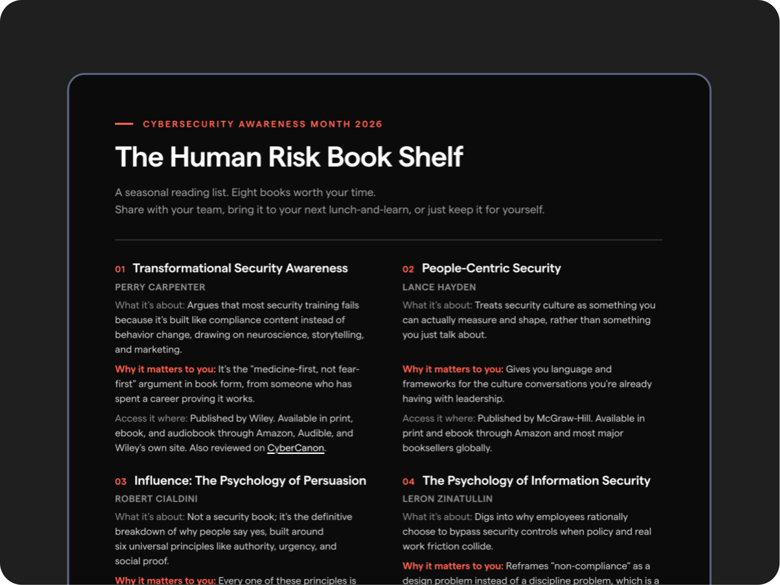 The Human Risk Book Shelf